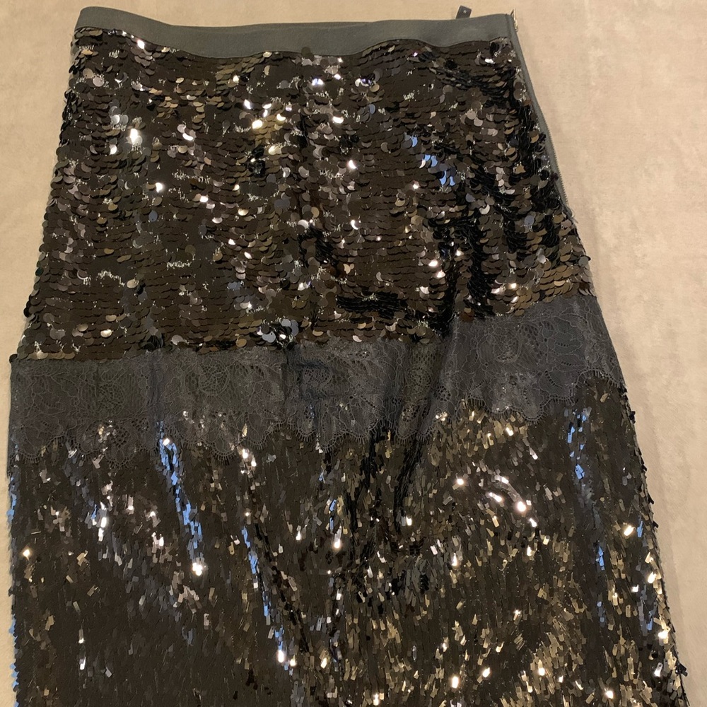 BCBG Black sequins below the knee skirt